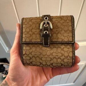 Coach Tan and Brown Signature Wallet